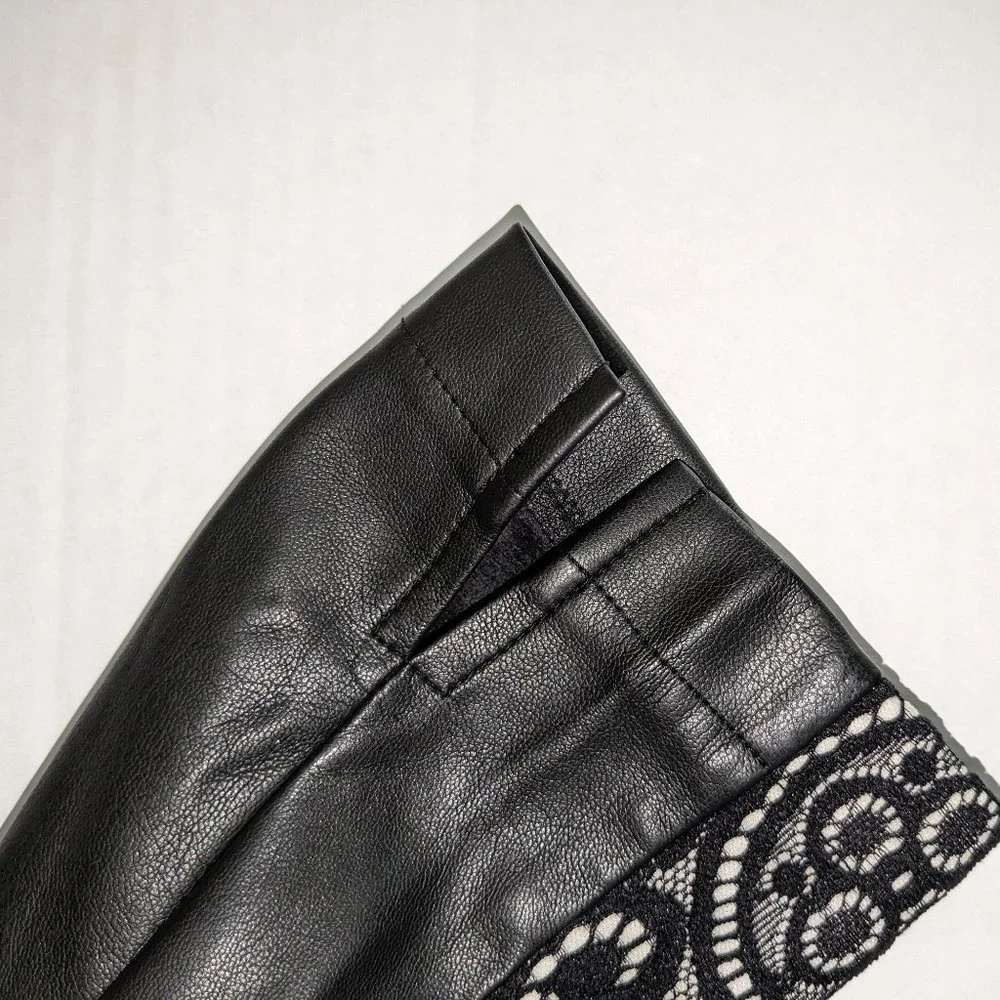 VENUS Women's Faux Leather  Lace Pants  Size 6  Black & White  NWOT